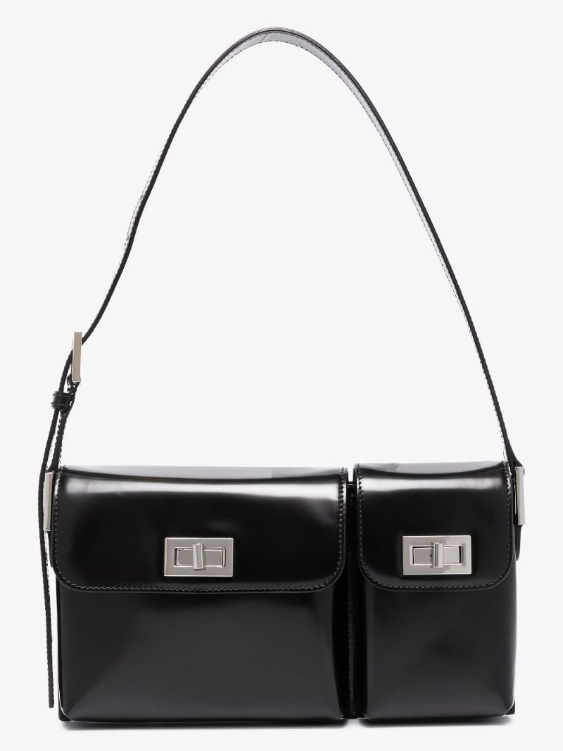 Black Billy Patent Leather Shoulder Bag
