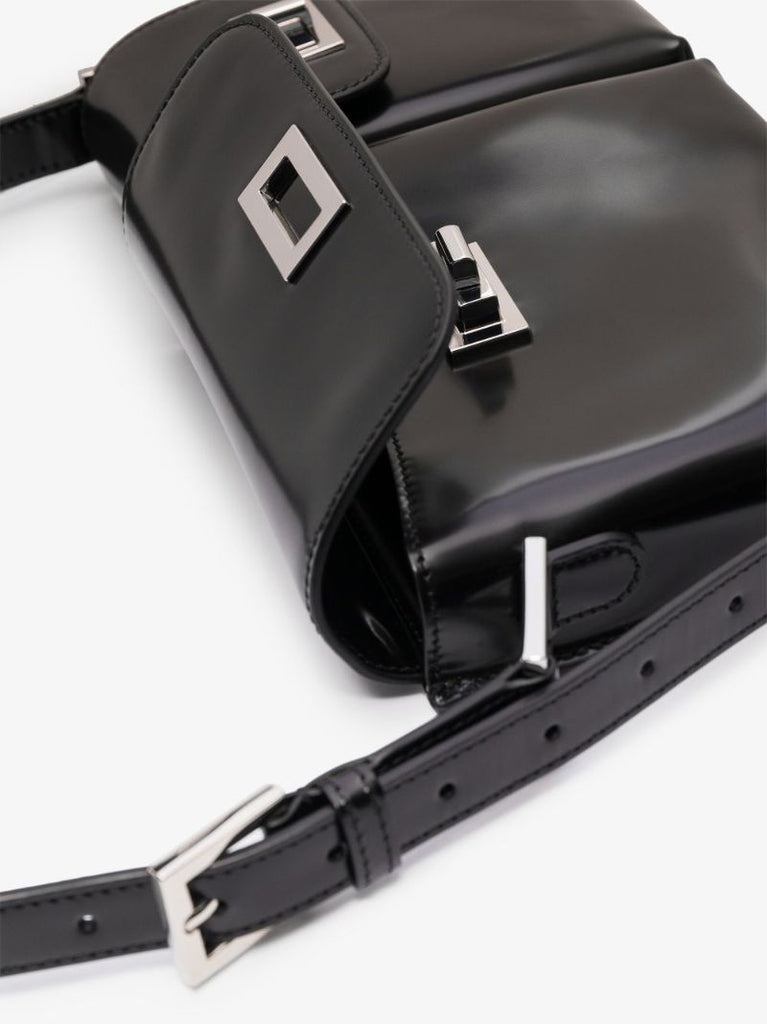 Black Billy Patent Leather Shoulder Bag