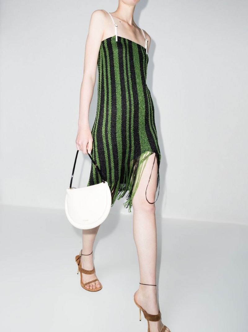 Striped Braid Fringe Midi Dress