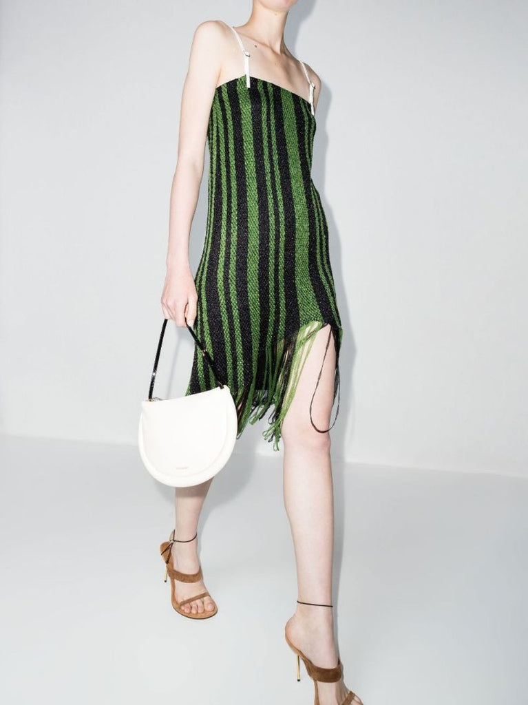 Striped Braid Fringe Midi Dress