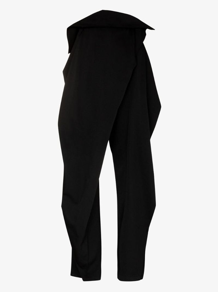 Fold Over Waist Wool Trousers