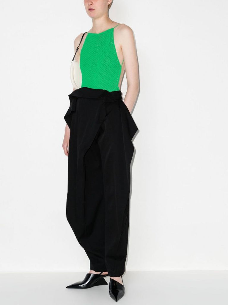 Fold Over Waist Wool Trousers