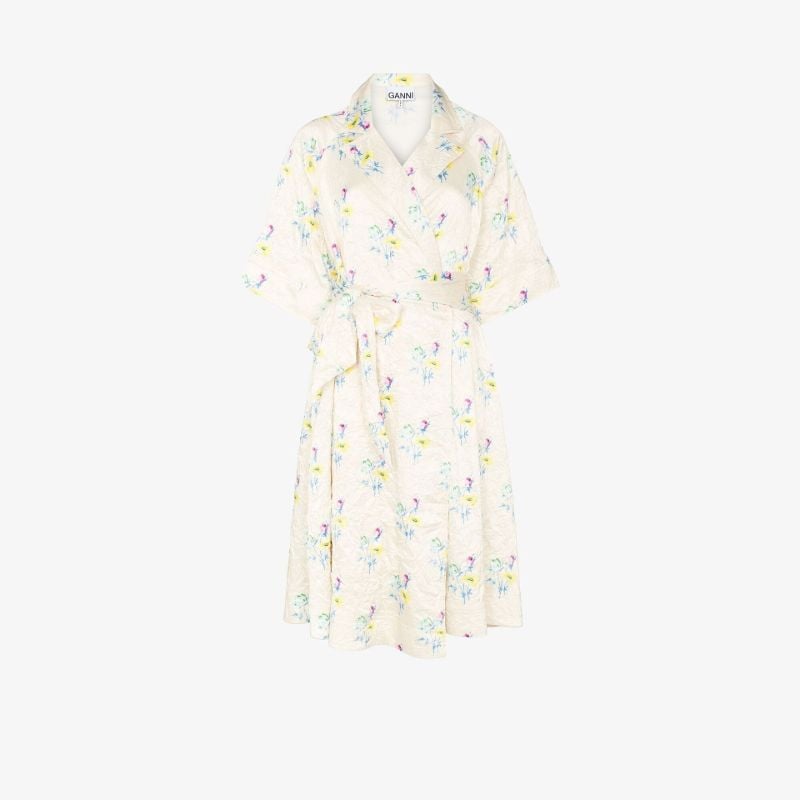 Floral Crinkle Wrap Dress
