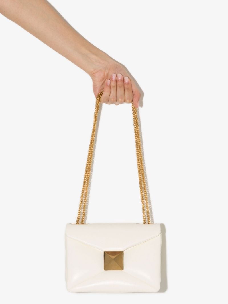 White One Stud Leather Shoulder Bag