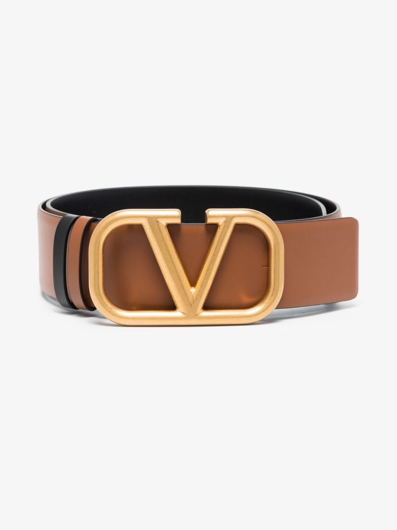Brown Vlogo Signature Reversible Leather Belt