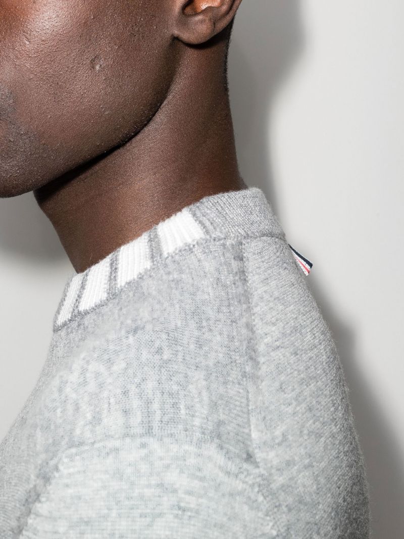 Grey 4-bar Stripe Merino Wool Sweater