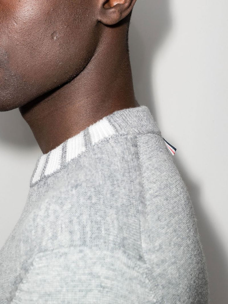 Grey 4-bar Stripe Merino Wool Sweater