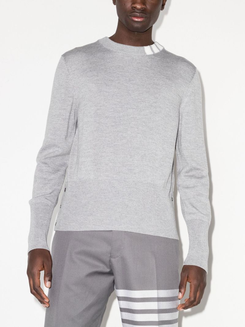 Grey 4-bar Stripe Merino Wool Sweater