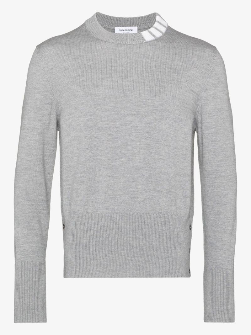 Grey 4-bar Stripe Merino Wool Sweater