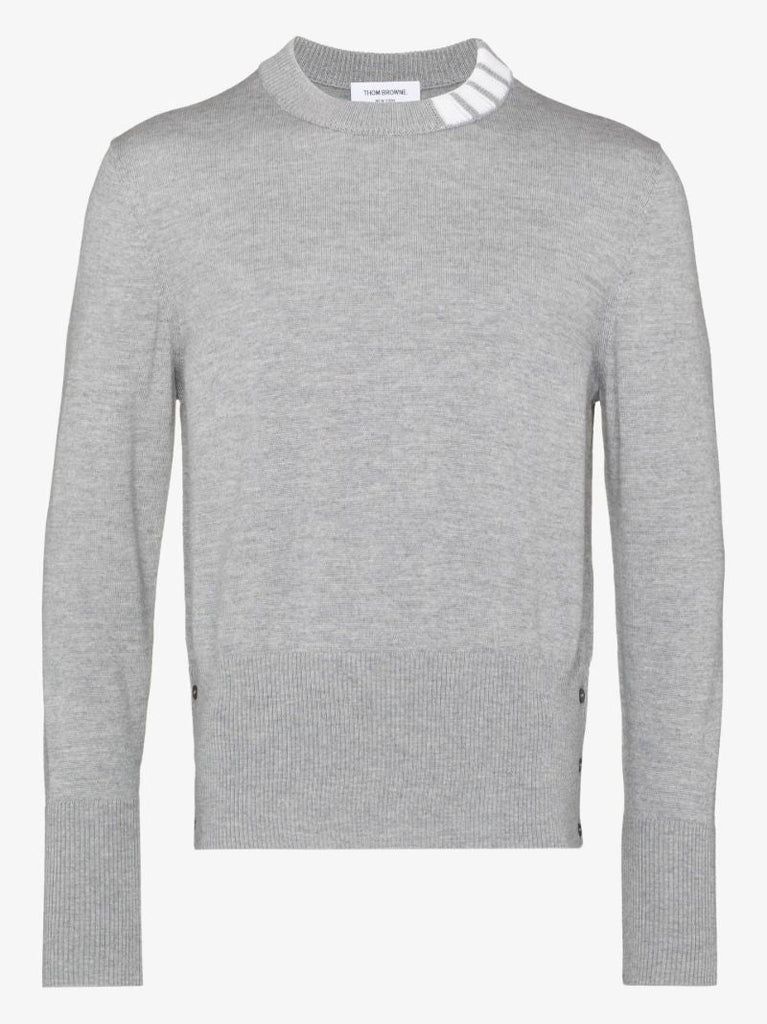 Grey 4-bar Stripe Merino Wool Sweater