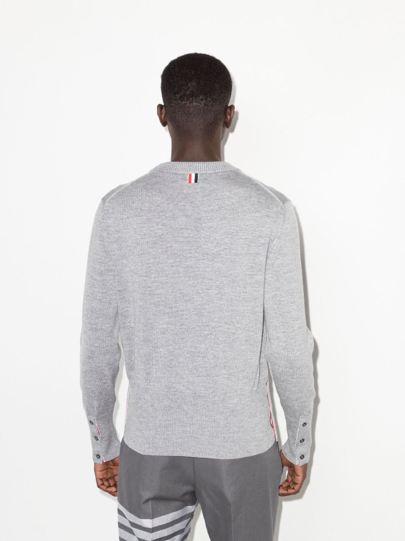 Grey 4-bar Stripe Merino Wool Sweater
