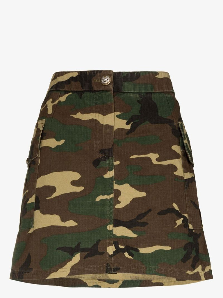Camouflage Print Cotton Mini Skirt