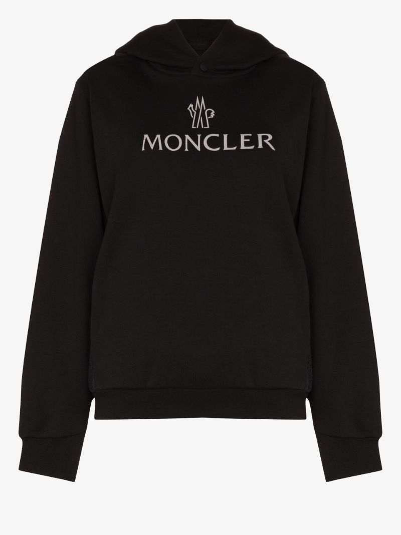 Black Logo Panelled Cotton Hoodie