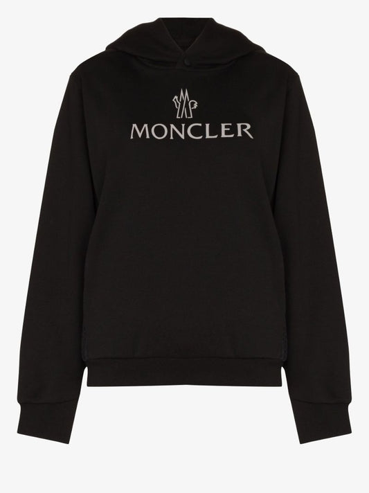 Black Logo Panelled Cotton Hoodie