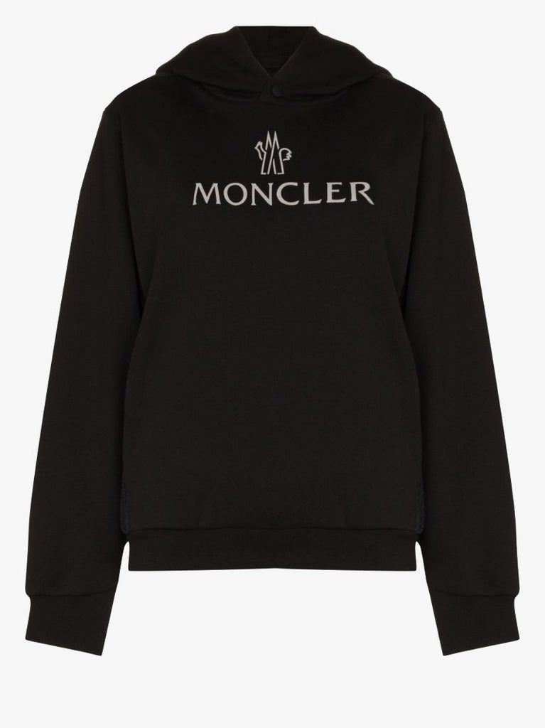 Black Logo Panelled Cotton Hoodie