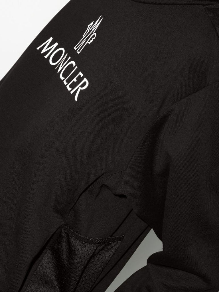 Black Logo Panelled Cotton Hoodie