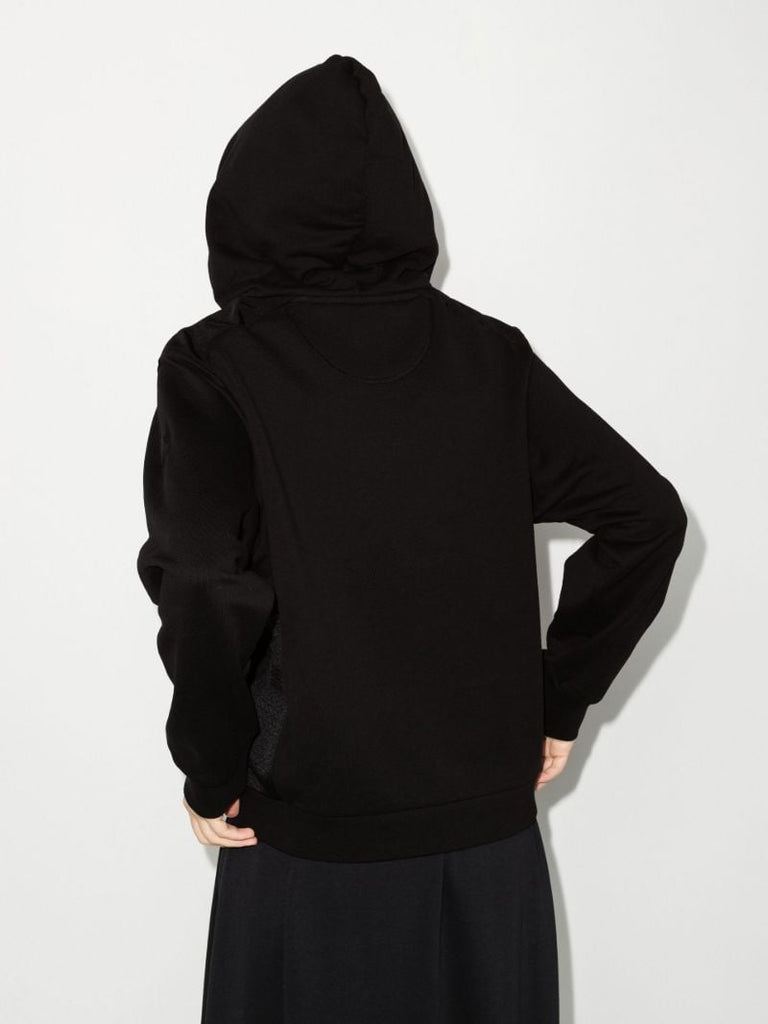 Black Logo Panelled Cotton Hoodie