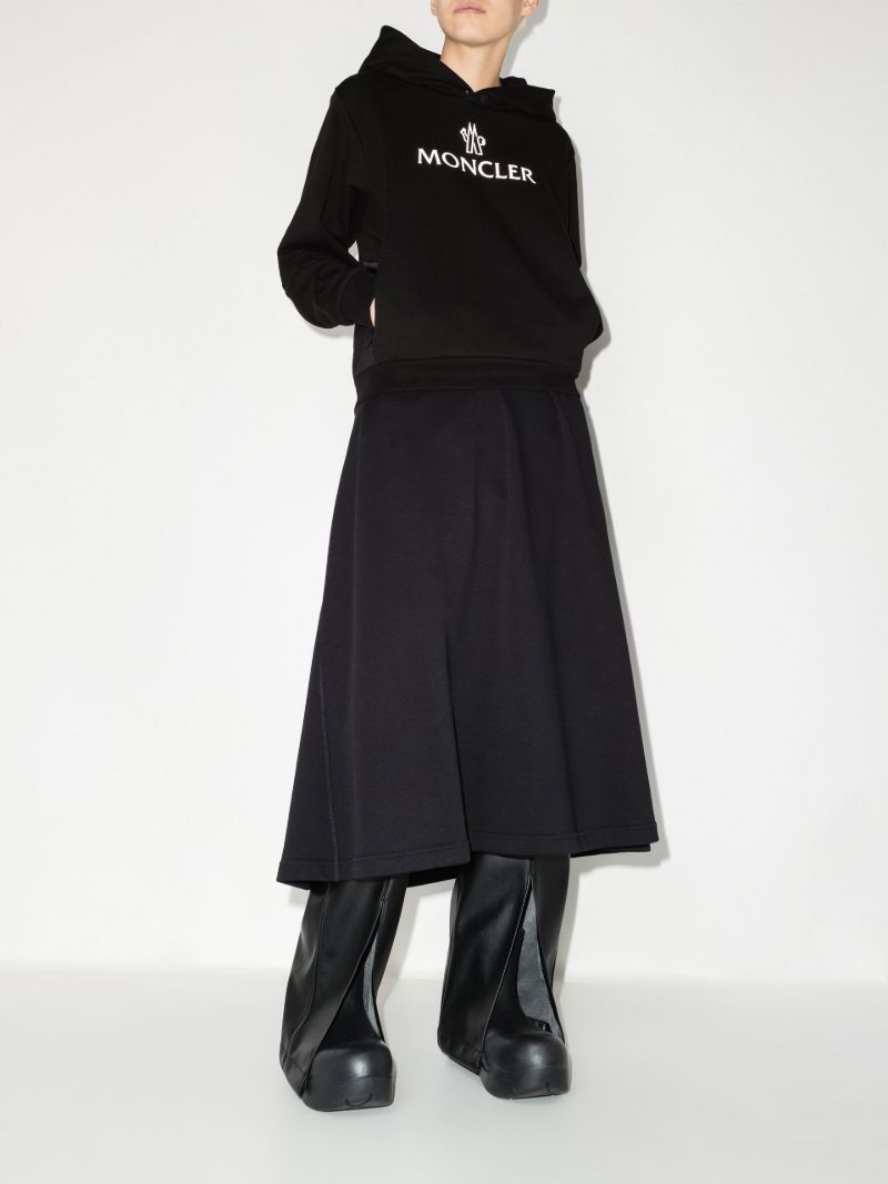 Black Logo Panelled Cotton Hoodie
