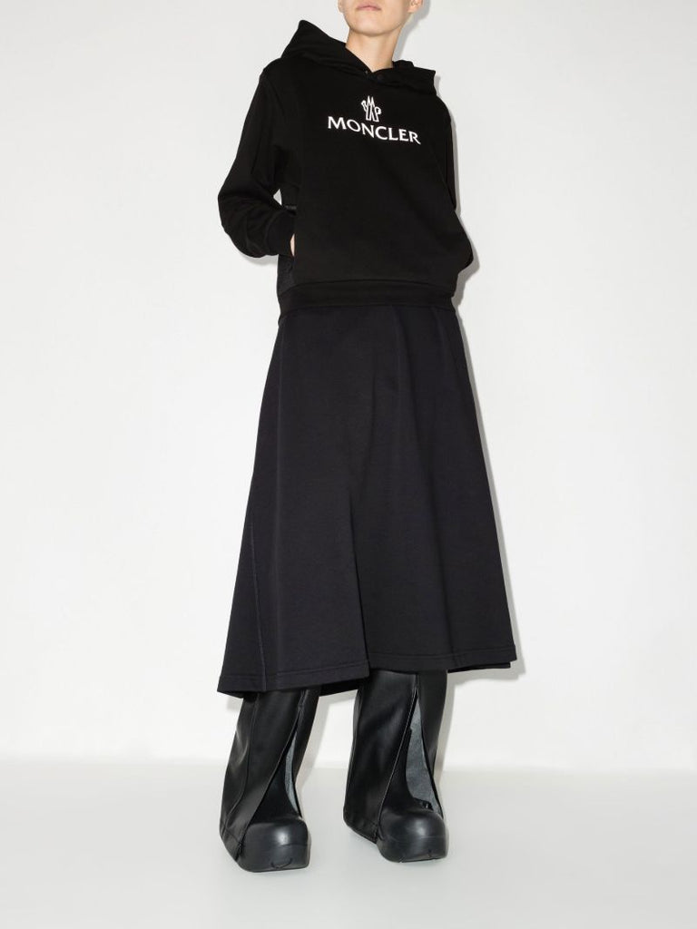 Black Logo Panelled Cotton Hoodie