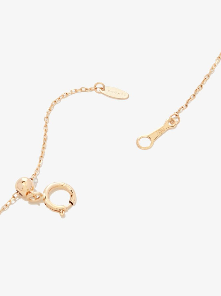 18k Yellow Gold Double Band Enamel Diamond Necklace