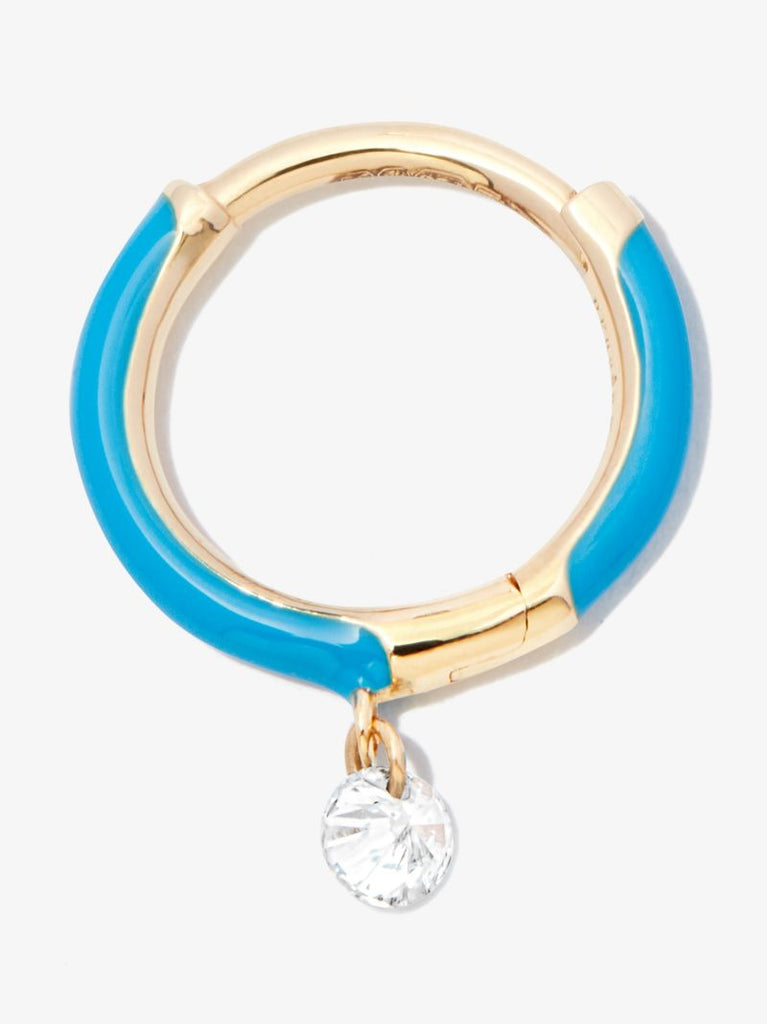 18k Yellow Gold Diamond Hoop Earring