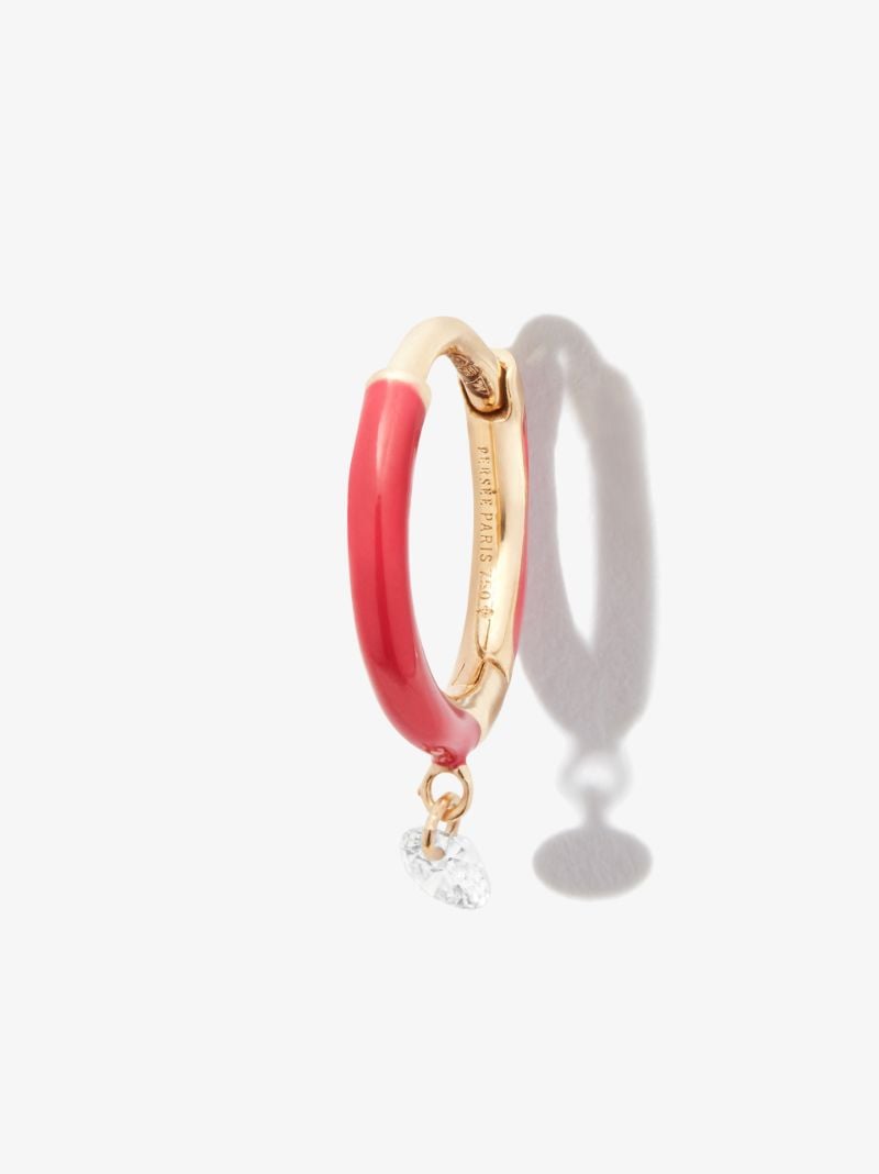 18k Yellow Gold Diamond Hoop Earring