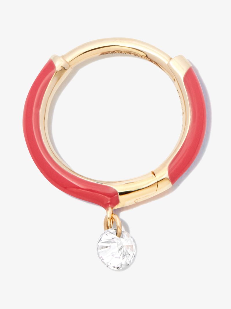 18k Yellow Gold Diamond Hoop Earring