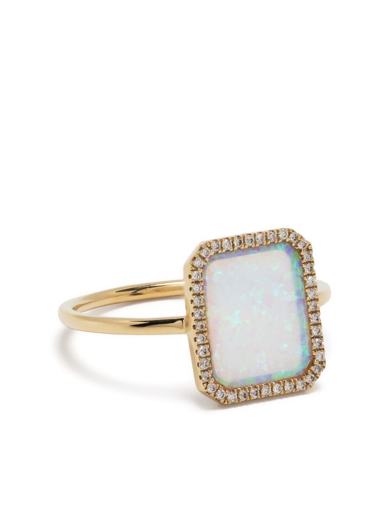 18k Yellow Gold Opal and Diamond Ring