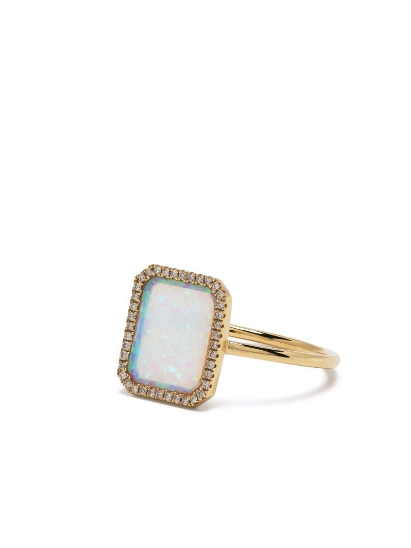 18k Yellow Gold Opal and Diamond Ring