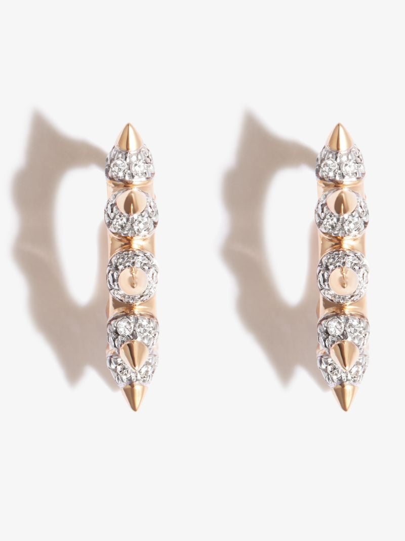 14k Yellow Gold London Spike Diamond Huggie Earrings