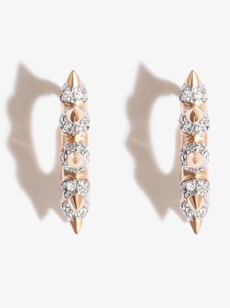 14k Yellow Gold London Spike Diamond Huggie Earrings