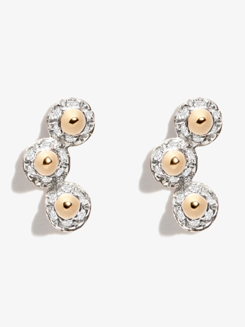 14k Yellow Gold London Triple Spike Diamond Earrings