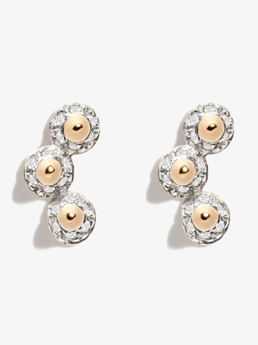 14k Yellow Gold London Triple Spike Diamond Earrings