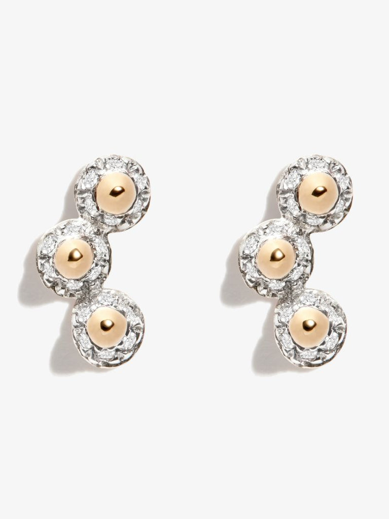 14k Yellow Gold London Triple Spike Diamond Earrings