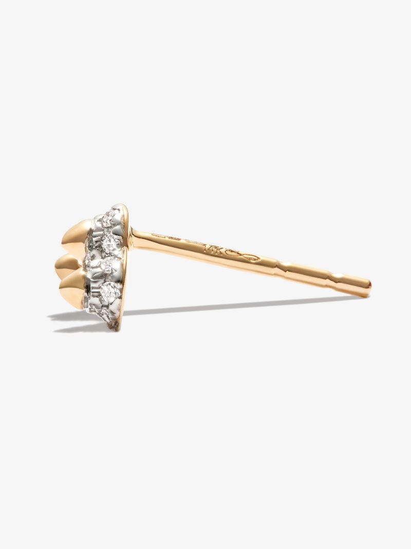 14k Yellow Gold London Triple Spike Diamond Earrings