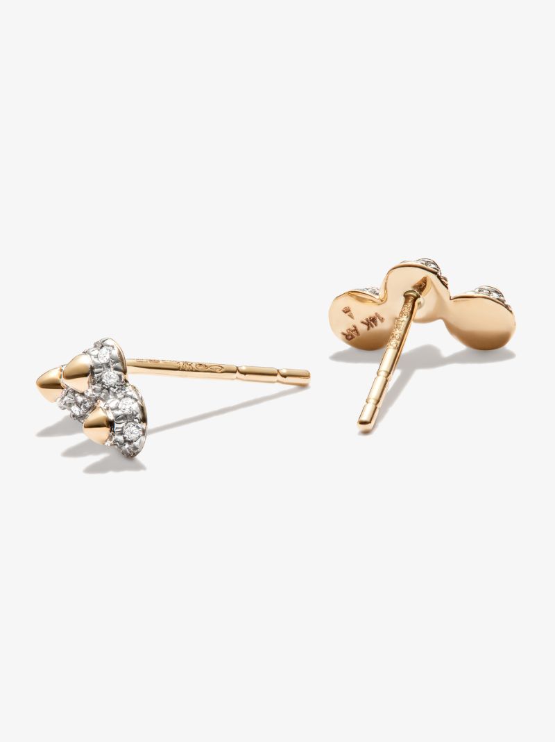 14k Yellow Gold London Triple Spike Diamond Earrings