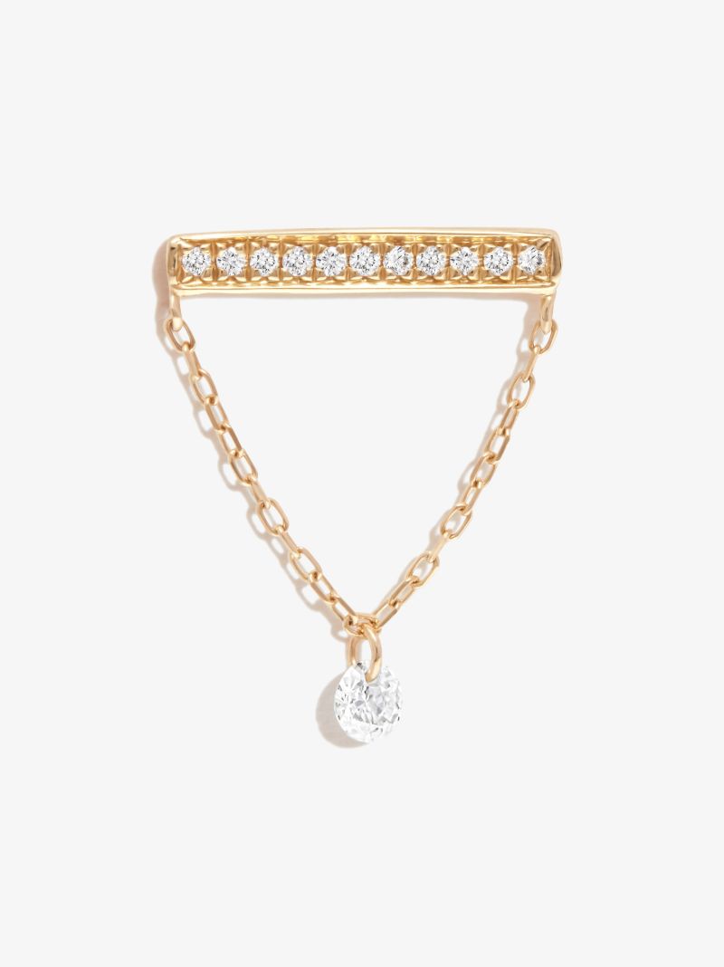 18k Yellow Gold Diamond Bar Drop Earring