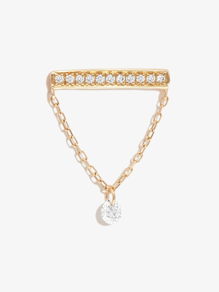 18k Yellow Gold Diamond Bar Drop Earring