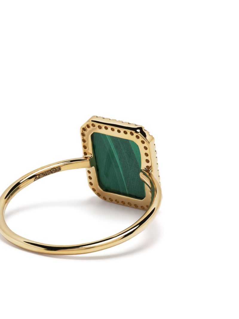 18k Yellow Gold Malachite and Diamond Ring