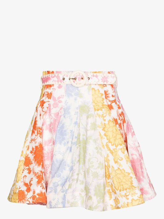 Postcard Pleated Mini Skirt