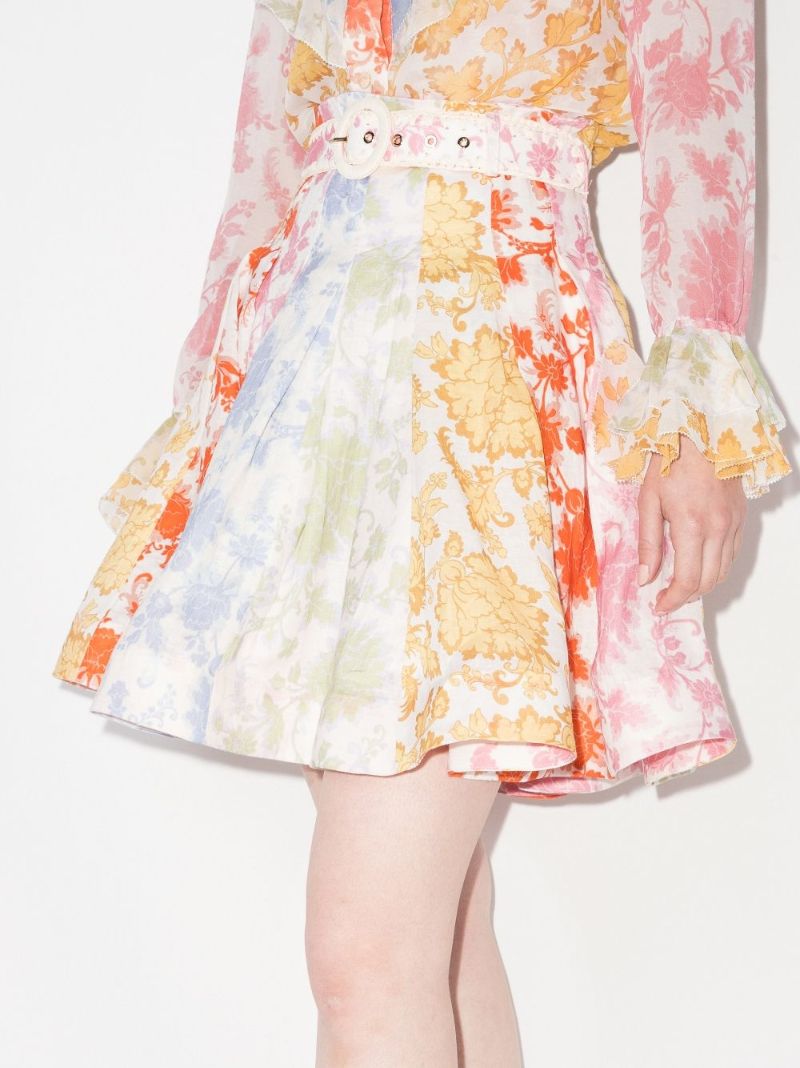 Postcard Pleated Mini Skirt