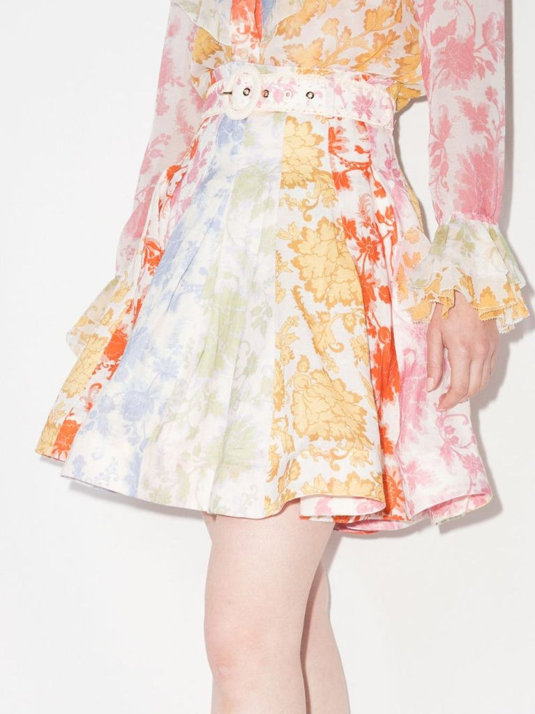 Postcard Pleated Mini Skirt