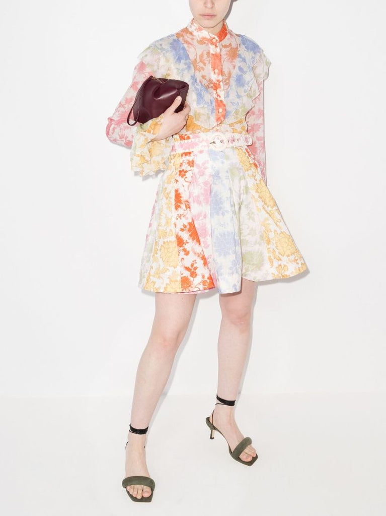 Postcard Pleated Mini Skirt