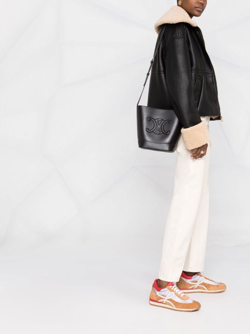 Black Small Cuir Triomphe Leather Bucket Bag