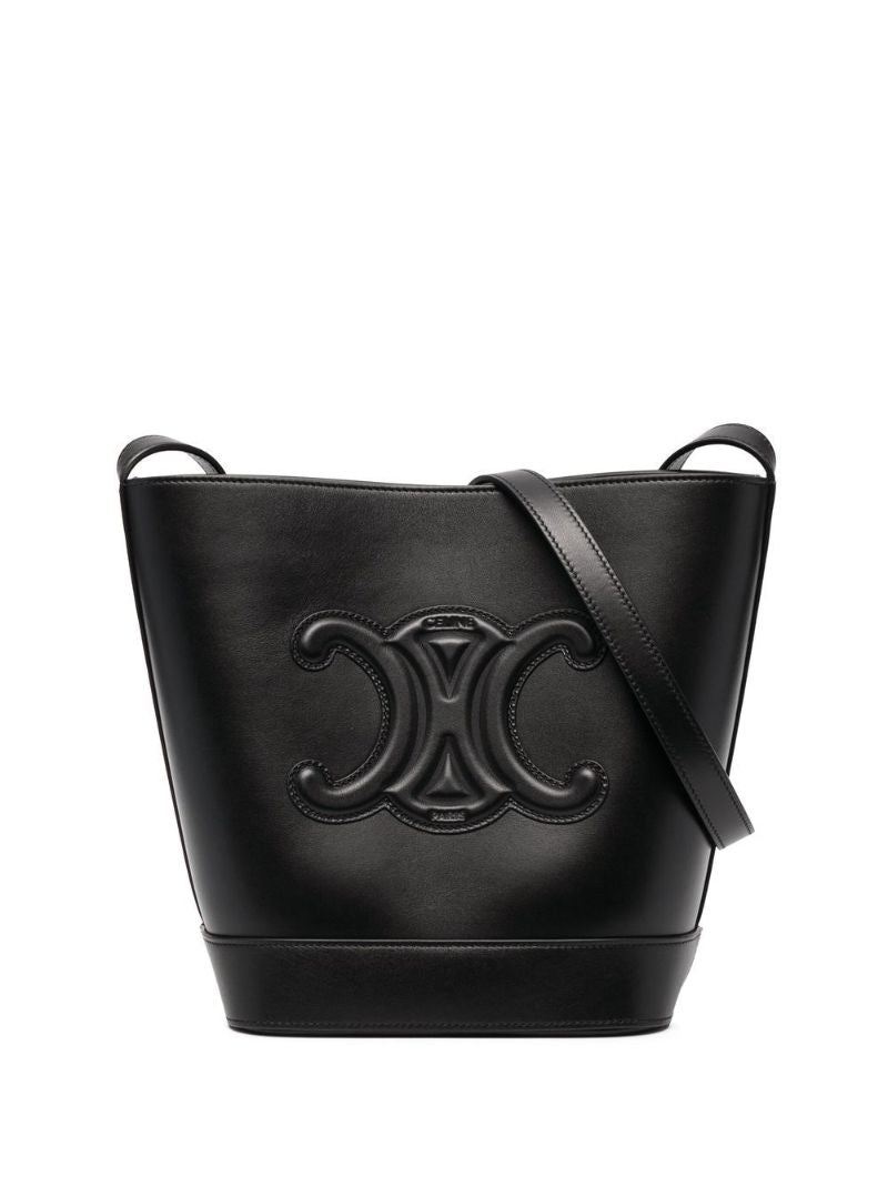 Black Small Cuir Triomphe Leather Bucket Bag