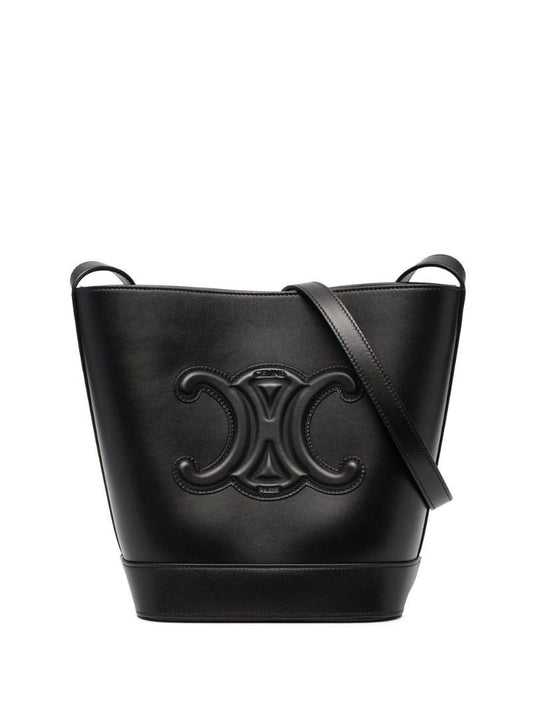 Black Small Cuir Triomphe Leather Bucket Bag