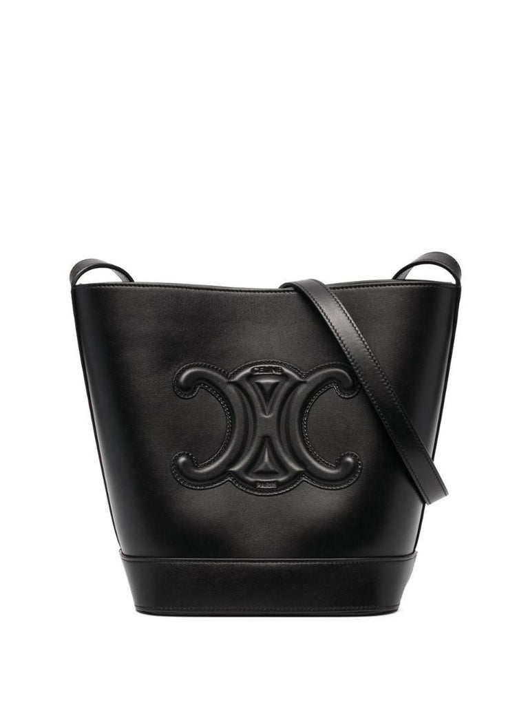 Black Small Cuir Triomphe Leather Bucket Bag