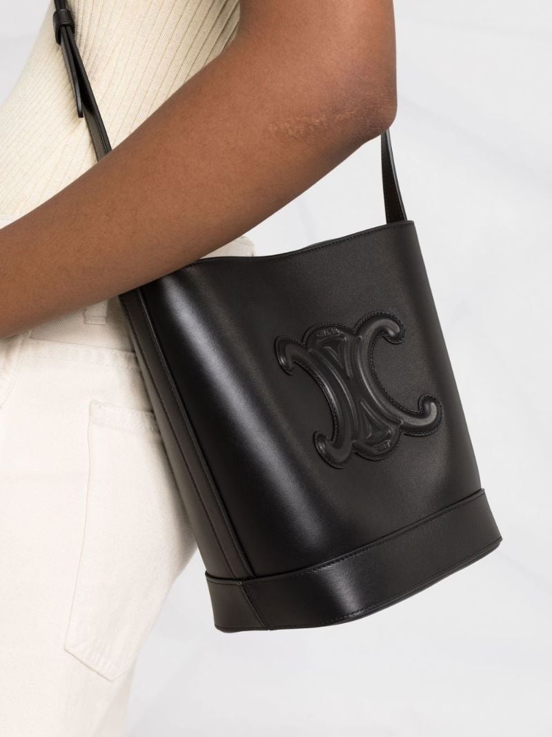 Black Small Cuir Triomphe Leather Bucket Bag