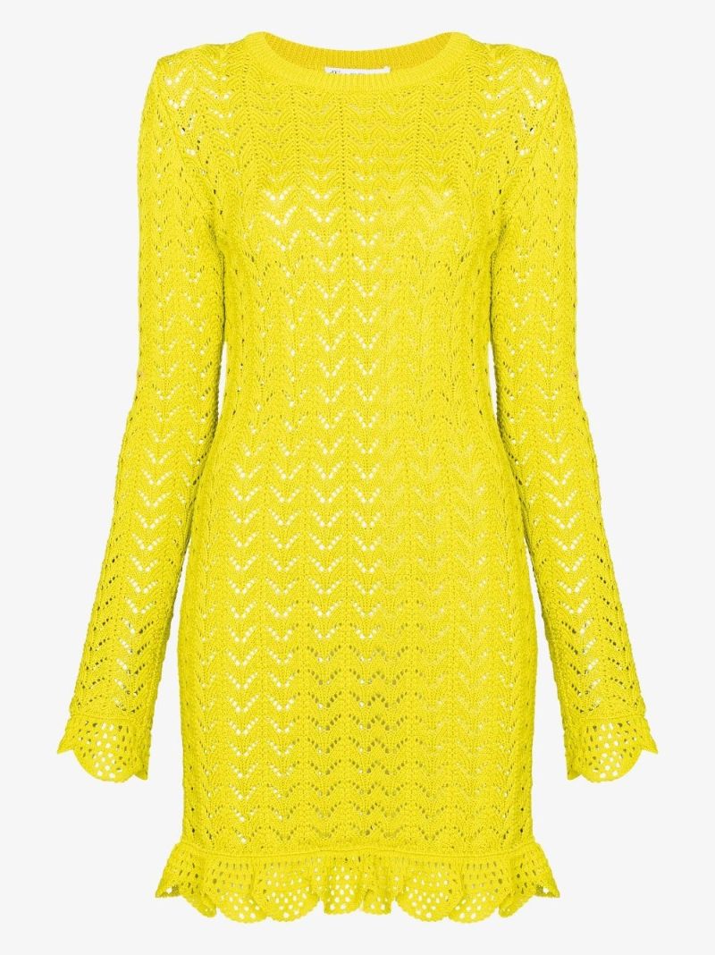 Ruffled Cotton Crochet Mini Dress