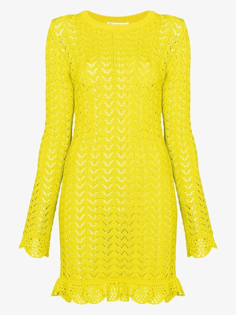 Ruffled Cotton Crochet Mini Dress